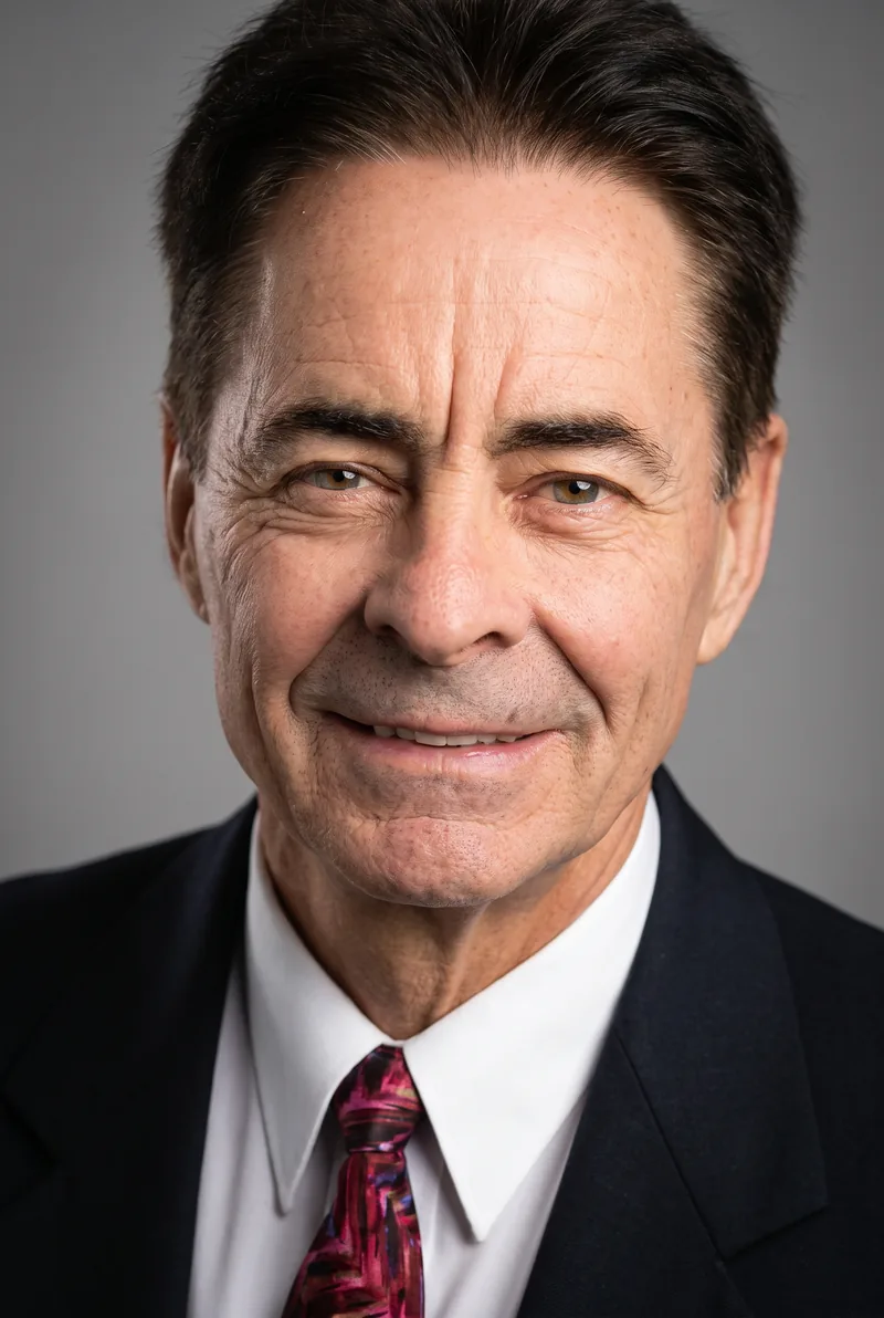AI-generated portrait of Ian Leslie OAM, keynote speaker