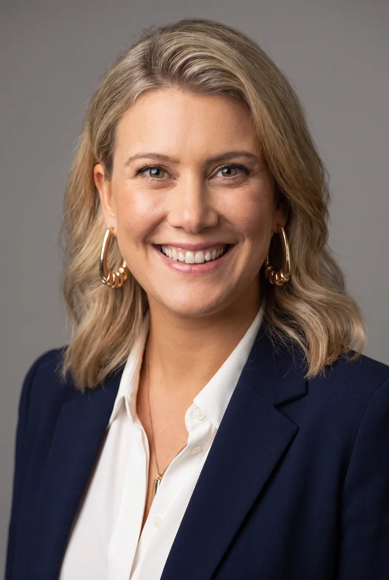 AI-generated portrait of Justine Schofield, keynote speaker
