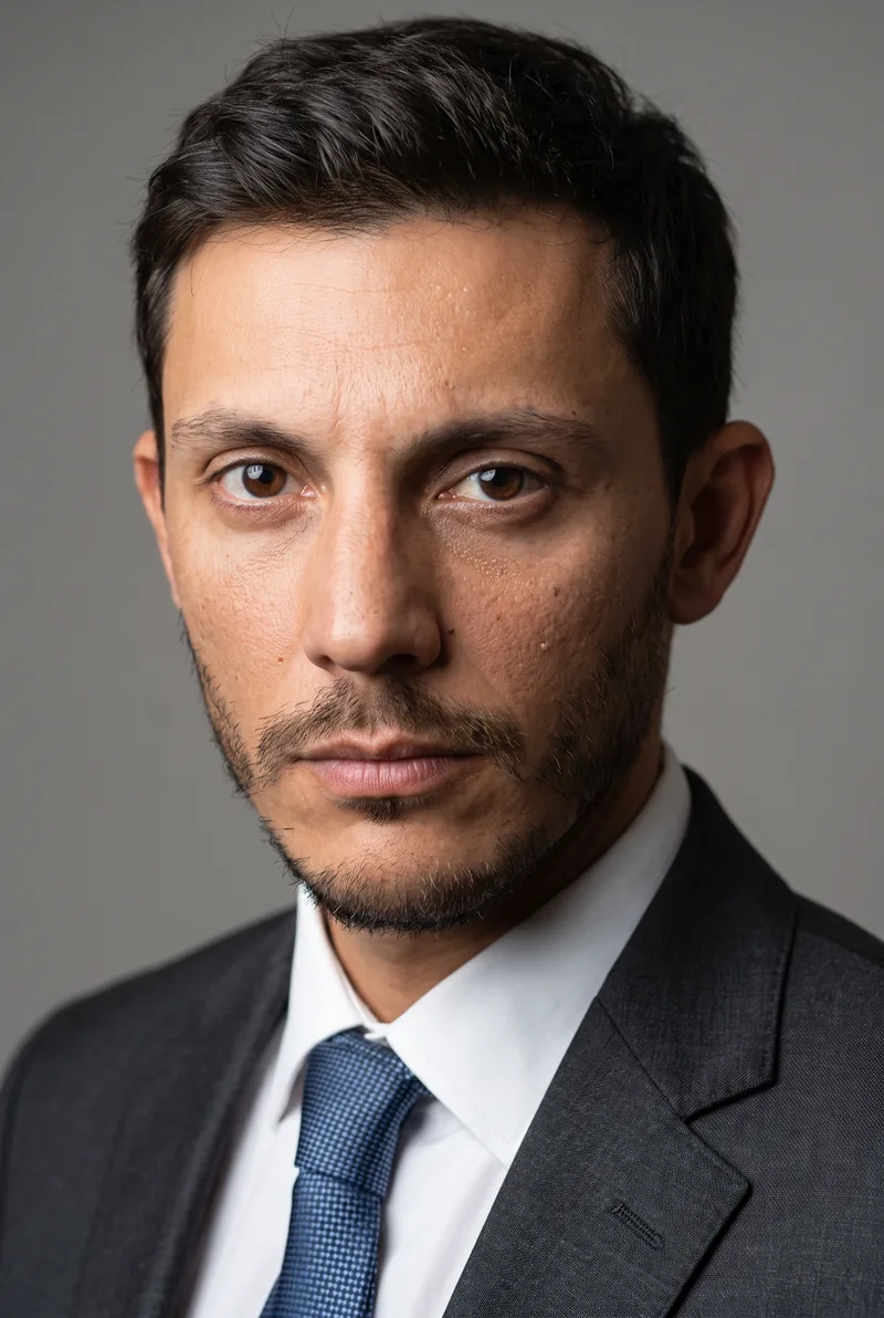 AI-generated portrait of Marco Sanmartino, keynote speaker