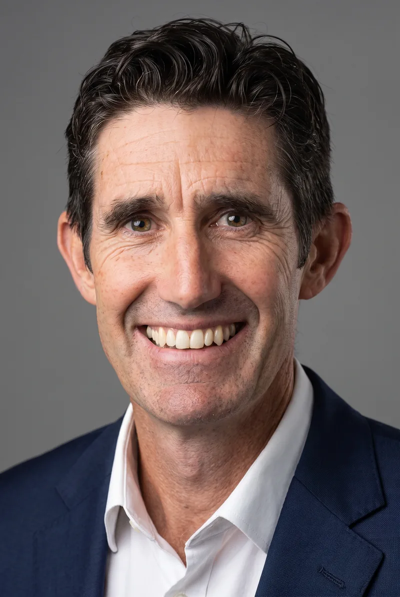 AI-generated portrait of Mark 'Squiz' Squirrell OAM, keynote speaker